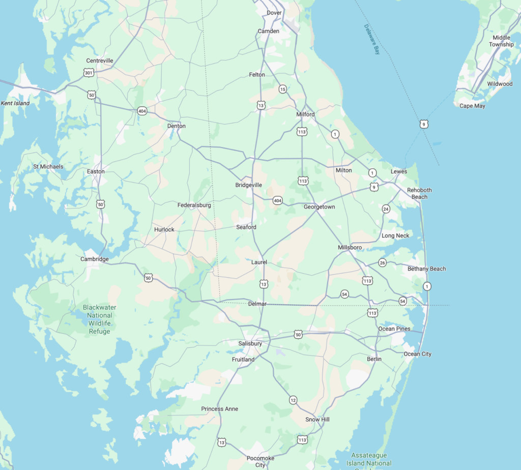 Map of Delmarva peninsula 